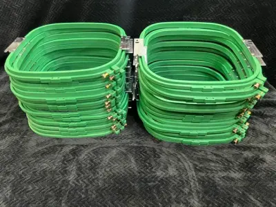 Lot of 24 Tajima square tubular hoops ~30 cm with steel brackets – used hoops & frames for sale – Buckets of Ink